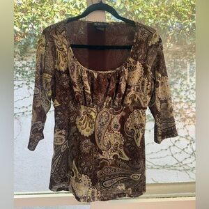 Vintage Y2K Girlhood Core Peasant Top Paisley Mesh Double Layer Sparkle Top
